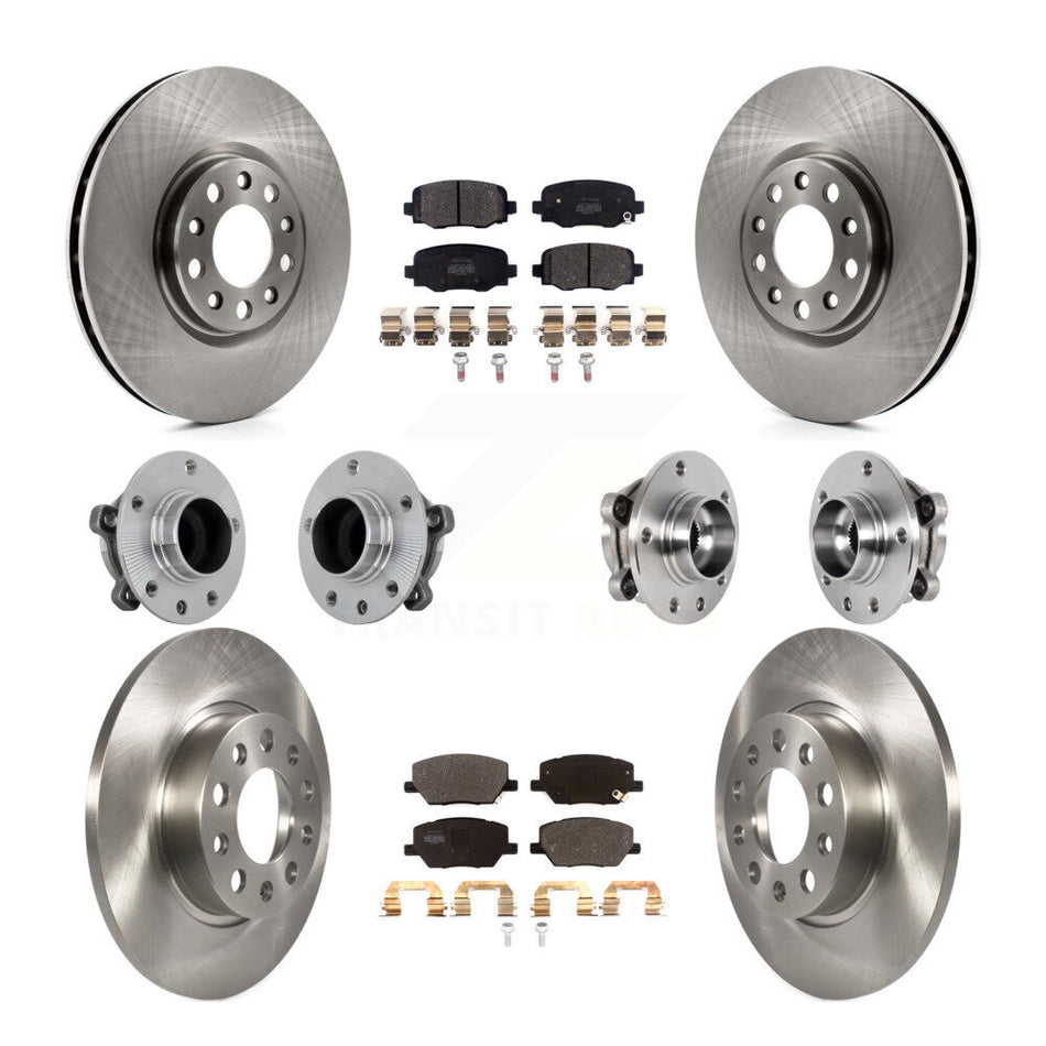Front Rear Hub Bearing Disc Brake Rotor & Pads Kit (10Pc) For Jeep Renegade Fiat 500X FWD KBB-131081