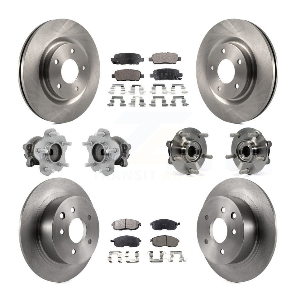 Front Rear Hub Bearing Disc Brake Rotor And Semi-Metallic Pads Kit (10Pc) For Nissan Juke KBB-131088