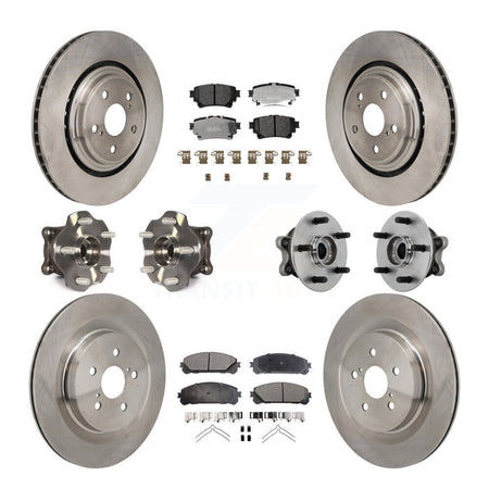 Front Rear Hub Bearing Brake Rotor And Pad Kit (10Pc) For 2020-2022 Toyota Highlander AWD KBB-131094