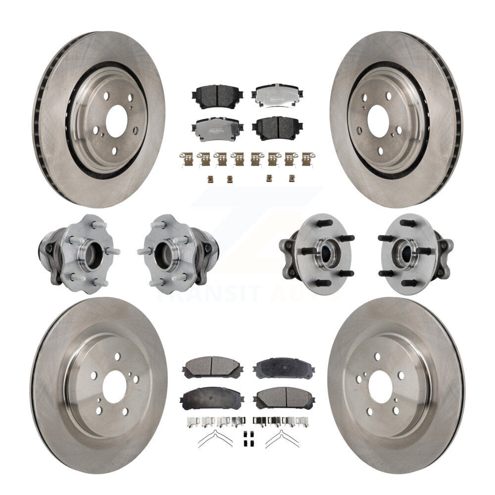 Front Rear Hub Bearing Brake Rotor And Pad Kit (10Pc) For 2020-2022 Toyota Highlander FWD KBB-131095