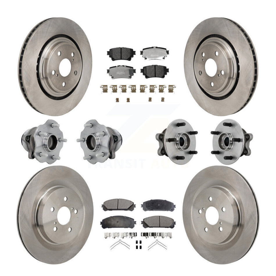 Front Rear Hub Bearing Brake Rotor And Pad Kit (10Pc) For 2020-2022 Toyota Highlander FWD KBB-131095