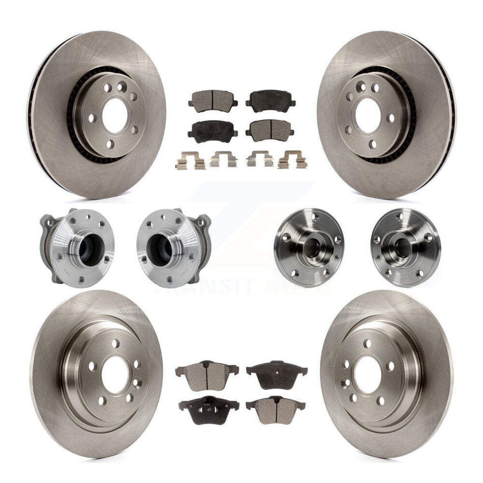 Front Rear Hub Bearings Assembly Disc Brake Rotors And Pads Kit (10Pc) For Volvo S60 V70 KBB-131097
