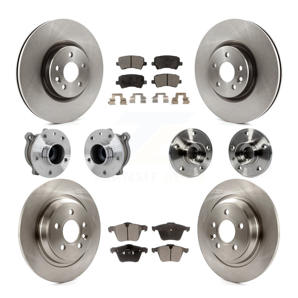 Front Rear Hub Bearings Assembly Disc Brake Rotors And Pads Kit (10Pc) For Volvo S60 V70 KBB-131098