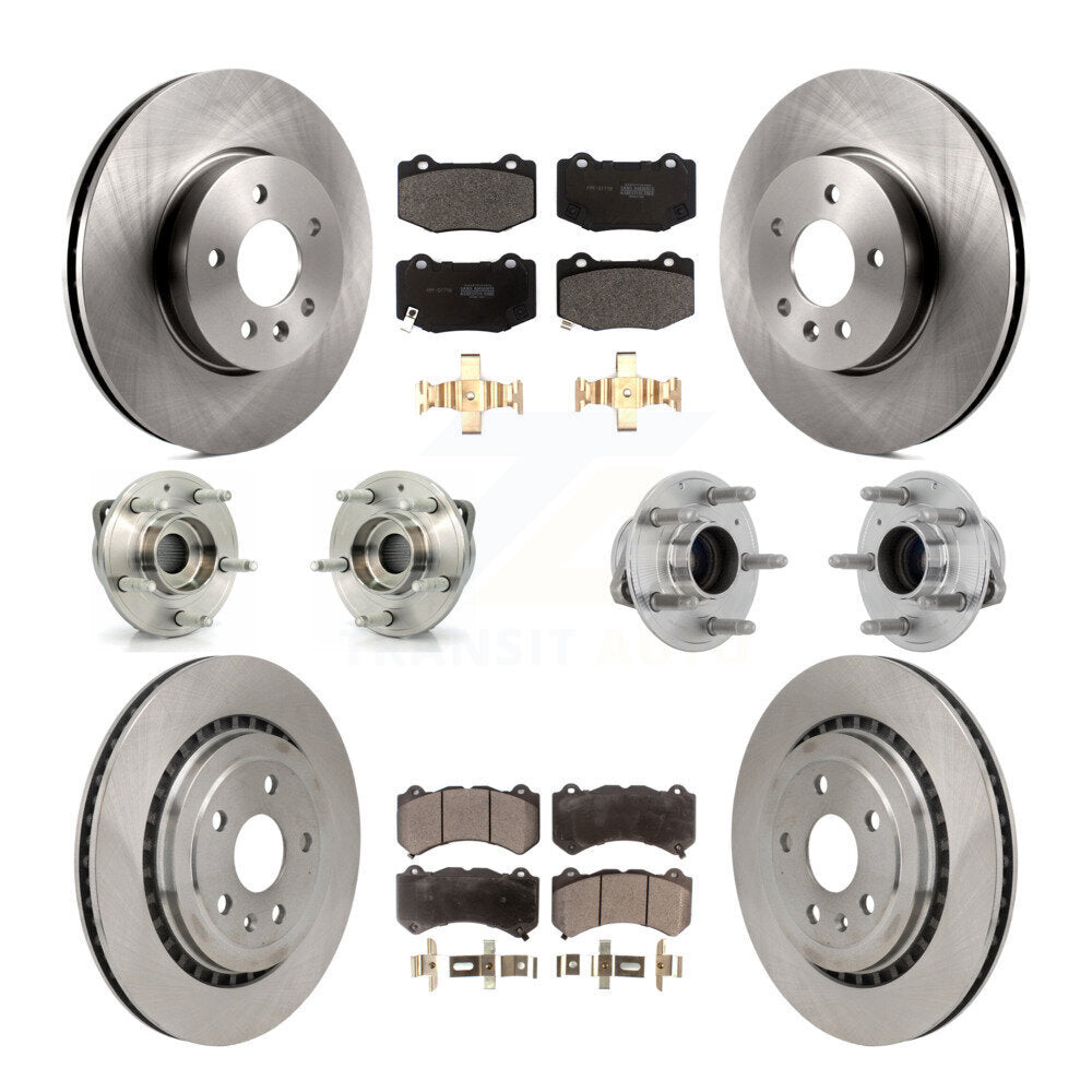 Front Rear Hub Bearings Disc Brake Rotors And Pads Kit (10Pc) For Cadillac ATS V with RWD KBB-131108