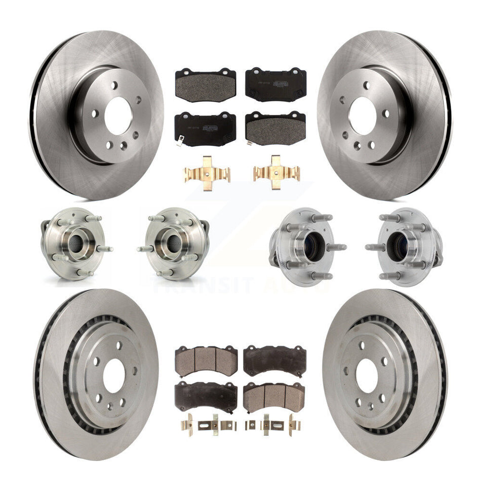 Front Rear Hub Bearings Disc Brake Rotors And Pads Kit (10Pc) For Cadillac ATS V with RWD KBB-131108