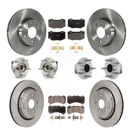 Front Rear Hub Bearing Disc Brake Rotor & Pad Kit (10Pc) For 2017 Cadillac ATS V with RWD KBB-131109
