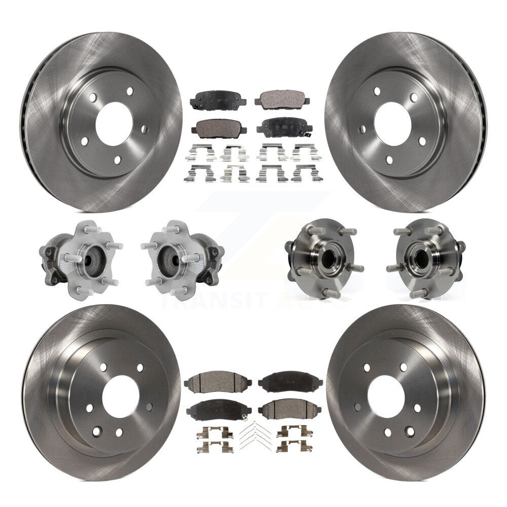 Front Rear Hub Bearings Disc Brake Rotors And Pads Kit (10Pc) For 2011-2012 Nissan LEAF KBB-131115