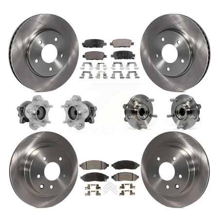 Front Rear Hub Bearings Disc Brake Rotors And Pads Kit (10Pc) For 2011-2012 Nissan LEAF KBB-131115