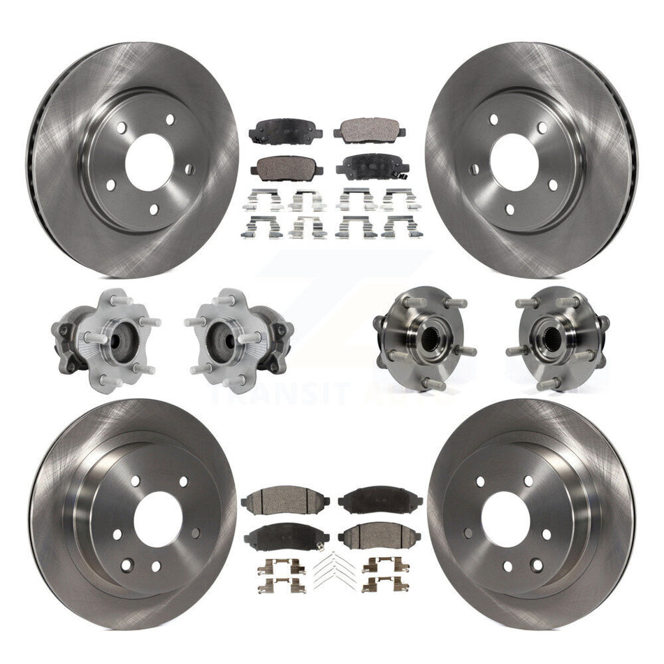Front Rear Hub Bearings Disc Brake Rotors And Pads Kit (10Pc) For 2011-2012 Nissan LEAF KBB-131115