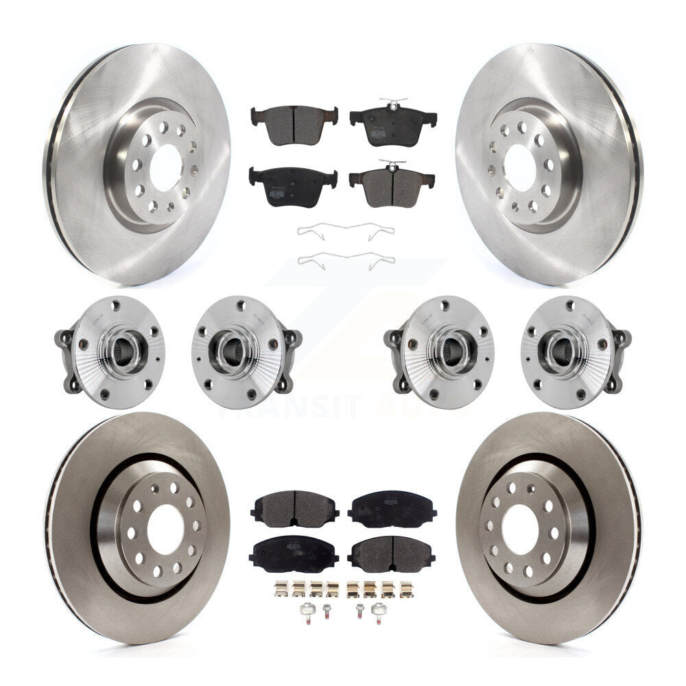 Front Rear Hub Bearing Brake Rotor & Pads Kit (10Pc) For Volkswagen Atlas Cross Sport AWD KBB-131124