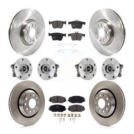 Front Rear Hub Bearing Brake Rotor & Pads Kit (10Pc) For Volkswagen Atlas Cross Sport AWD KBB-131124