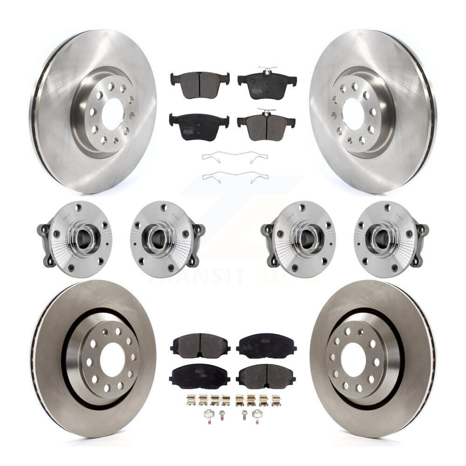 Front Rear Hub Bearing Brake Rotor & Pads Kit (10Pc) For Volkswagen Atlas Cross Sport AWD KBB-131124