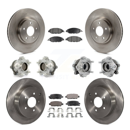 Front Rear Hub Bearing Assembly Disc Brake Rotor And Pad Kit (10Pc) For Nissan Murano FWD KBB-131125