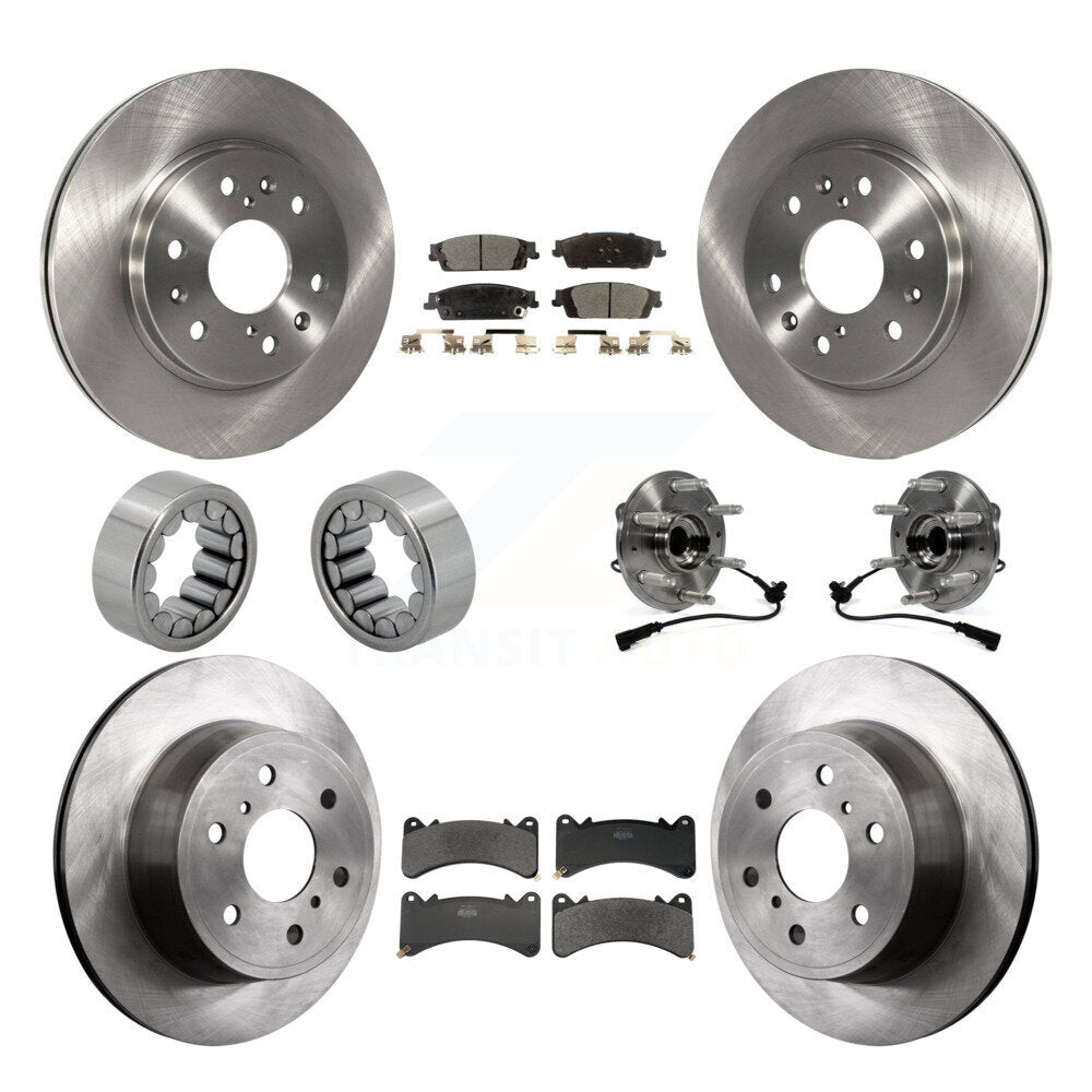 Front Rear Hub Bearing Brake Rotor Pad Shoe Kit (10Pc) For GMC Sierra 1500 Yukon Cadillac KBB-131128