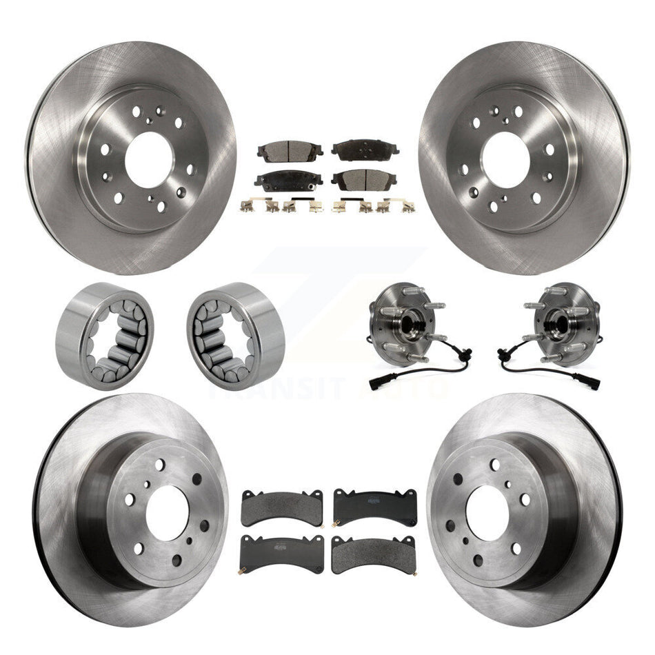 Front Rear Hub Bearing Brake Rotor Pad Shoe Kit (10Pc) For GMC Sierra 1500 Yukon Cadillac KBB-131128