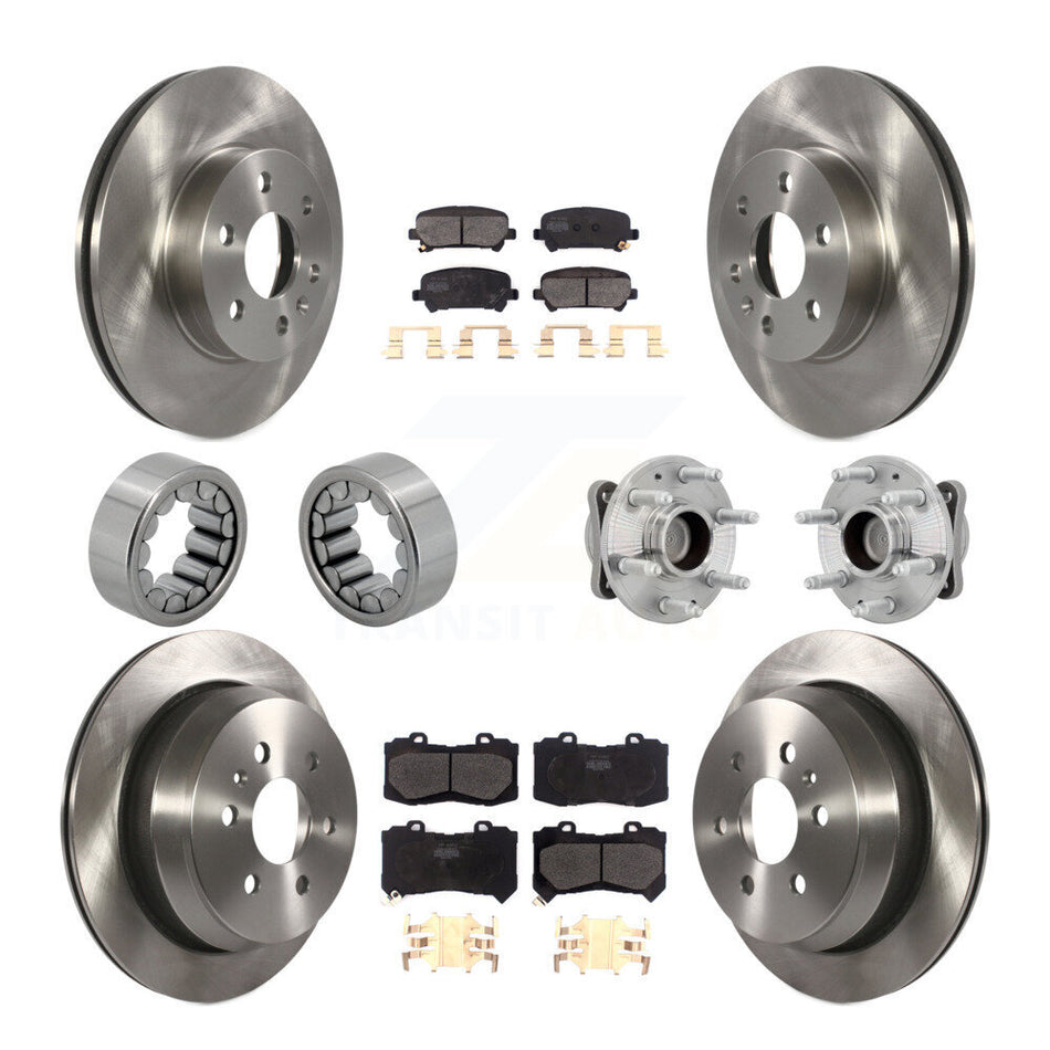 Front Rear Hub Bearing Brake Rotor Pads Shoe Kit (10Pc) For Chevrolet Colorado GMC Canyon KBB-131131