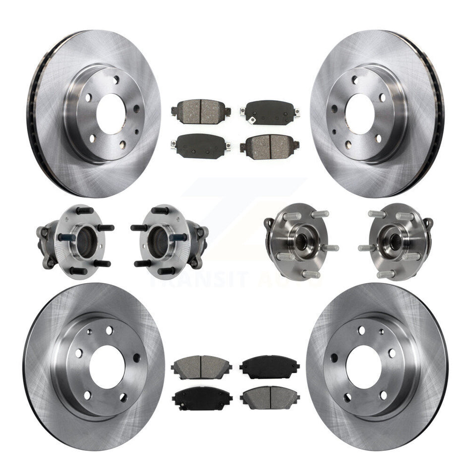 Front Rear Hub Bearing Disc Brake Rotors And Pads Kit (10Pc) For 2019-2021 Mazda CX-3 FWD KBB-131135