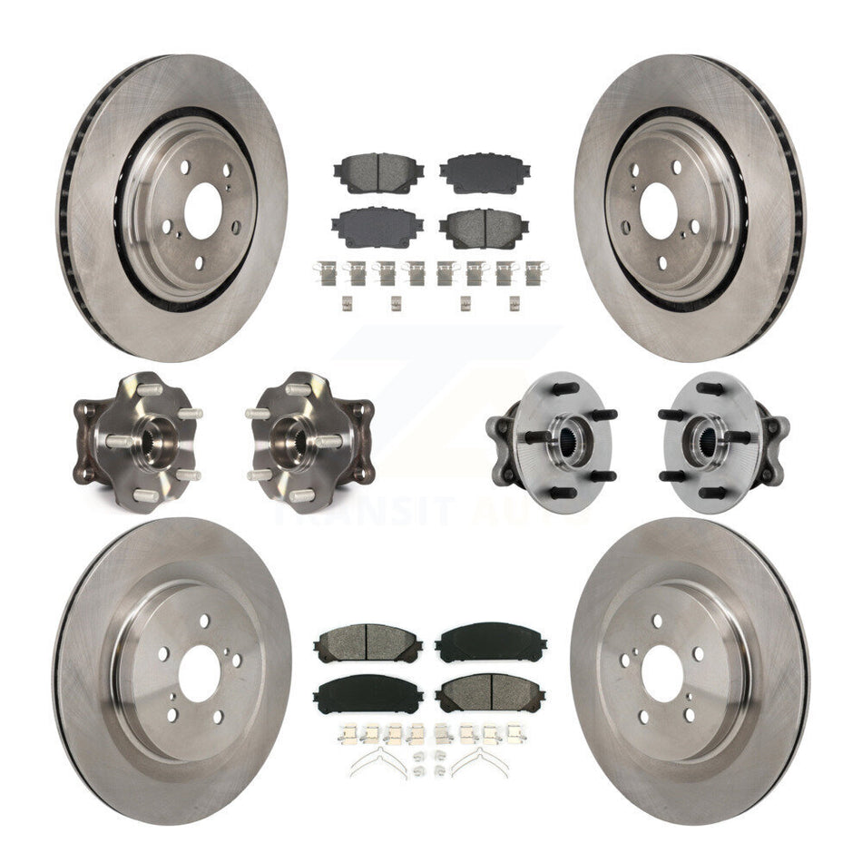 Front Rear Hub Bearing Brake Rotor And Pad Kit (10Pc) For 2020-2022 Toyota Highlander AWD KBB-131138