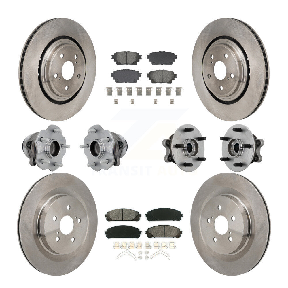 Front Rear Hub Bearing Brake Rotor And Pad Kit (10Pc) For 2020-2022 Toyota Highlander FWD KBB-131139