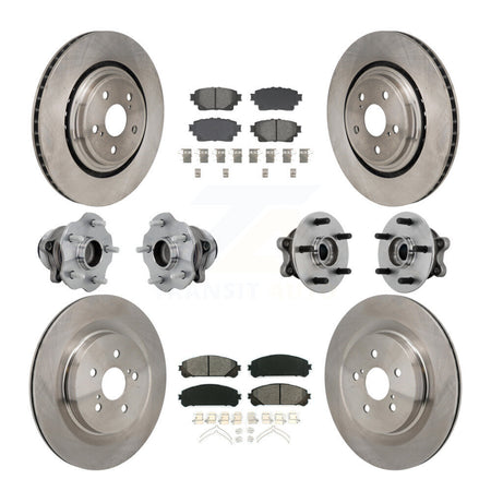 Front Rear Hub Bearing Brake Rotor And Pad Kit (10Pc) For 2020-2022 Toyota Highlander FWD KBB-131139