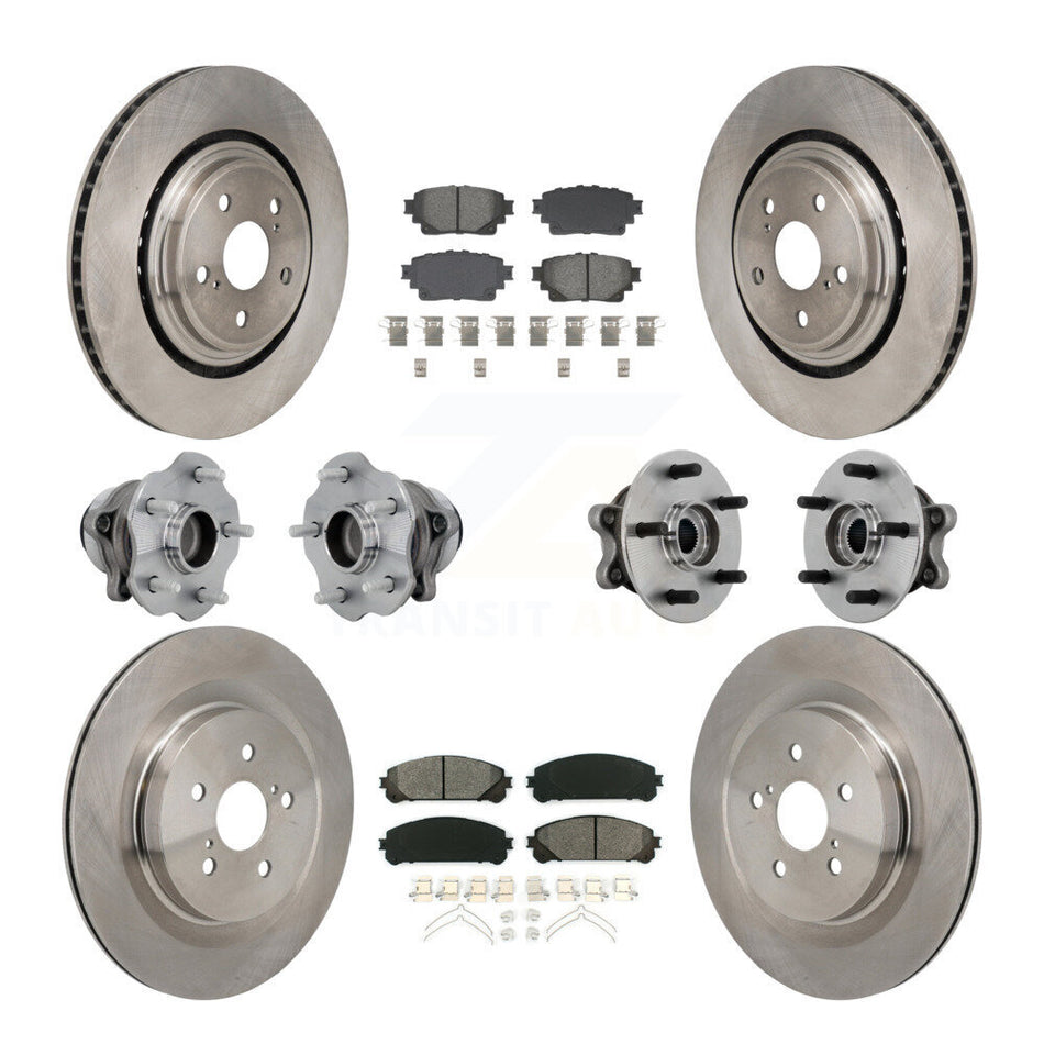 Front Rear Hub Bearing Brake Rotor And Pad Kit (10Pc) For 2020-2022 Toyota Highlander FWD KBB-131139