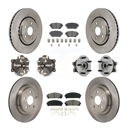 Front Rear Hub Bearing Disc Brake Rotor & Pads Kit (10Pc) For 2021-2023 Toyota Sienna AWD KBB-131140