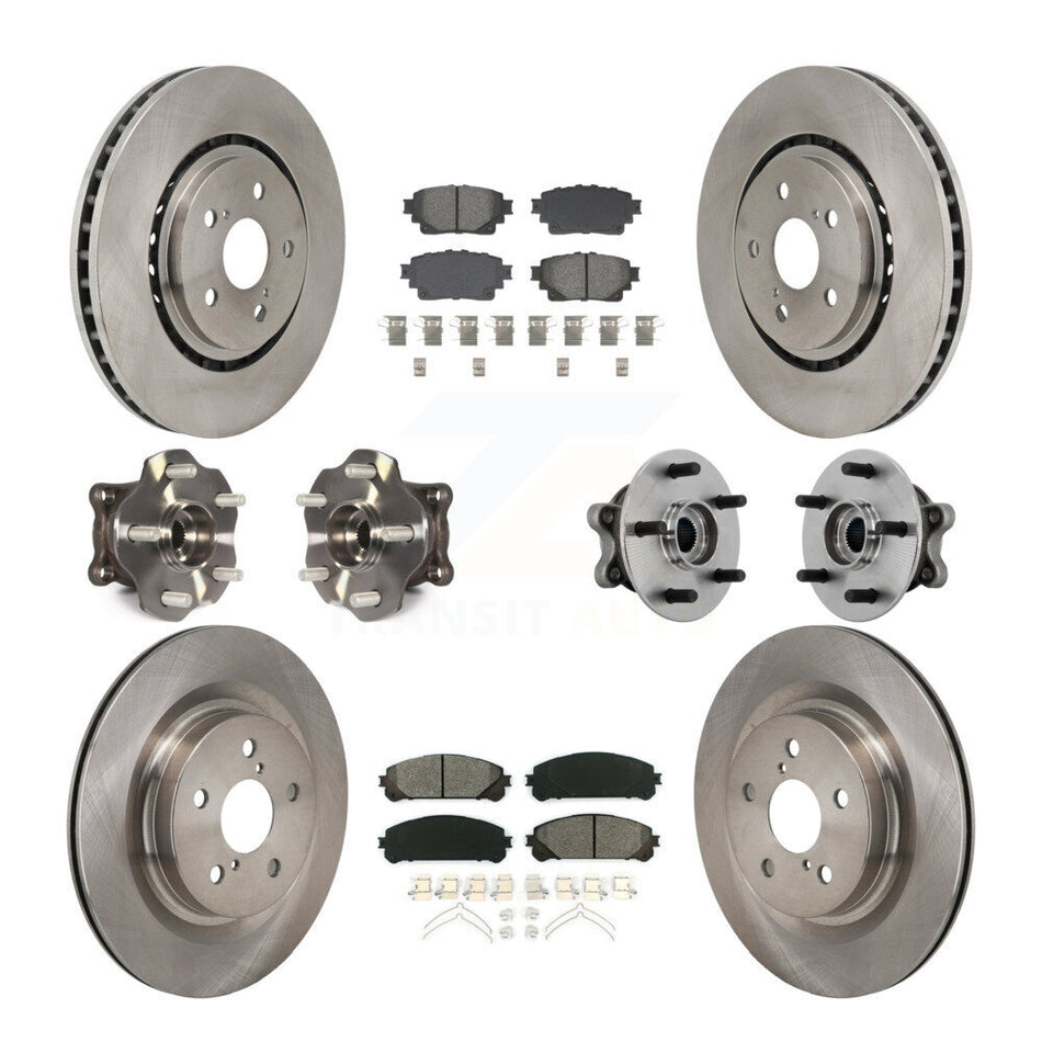 Front Rear Hub Bearing Disc Brake Rotor & Pads Kit (10Pc) For 2021-2023 Toyota Sienna AWD KBB-131140