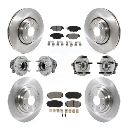 Front Rear Hub Bearing Disc Brake Rotors And Pads Kit (10Pc) For 2016-2021 Mazda CX-9 FWD KBB-131141