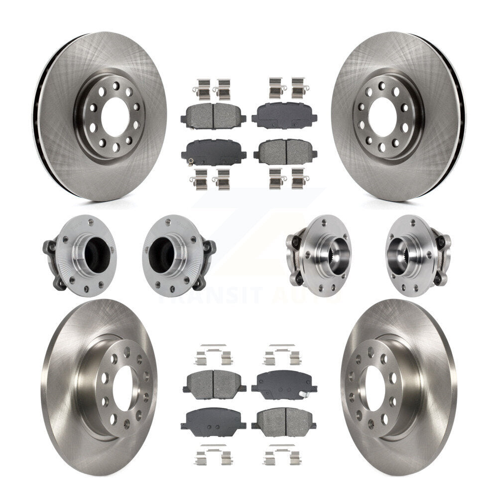 Front Rear Hub Bearing Assembly Disc Brake Rotor And Pads Kit (10Pc) For Jeep Compass FWD KBB-131142