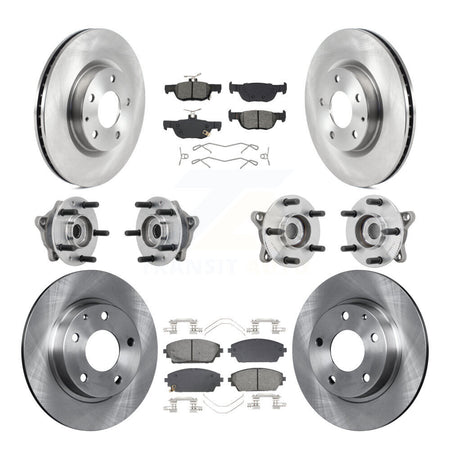Front Rear Hub Bearings Disc Brake Rotors And Pads Kit (10Pc) For 2021-2022 Mazda 3 AWD KBB-131145