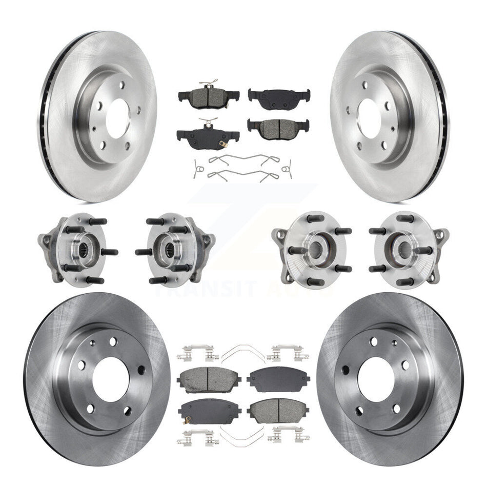 Front Rear Hub Bearings Disc Brake Rotors And Pads Kit (10Pc) For 2021-2022 Mazda 3 AWD KBB-131145