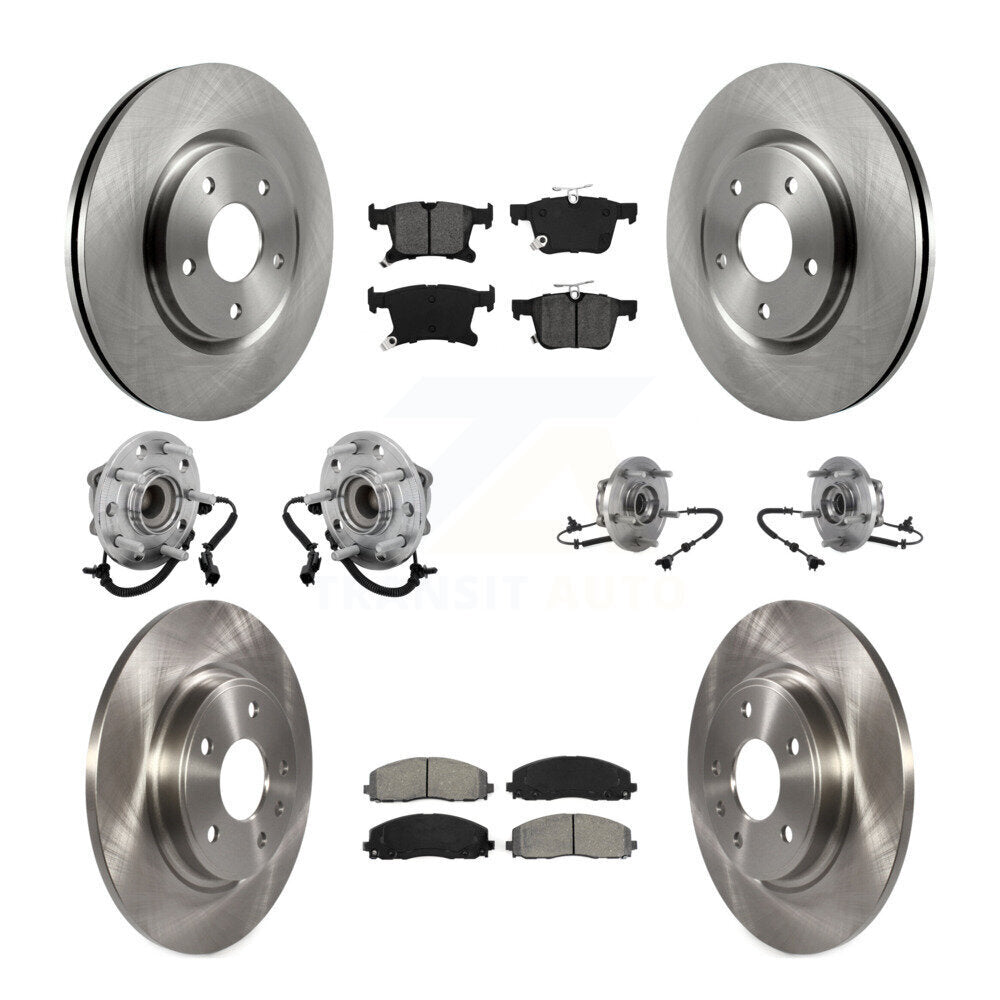 Front Rear Hub Bearing Disc Brake Rotor And Pads Kit (10Pc) For Chrysler Pacifica Voyager KBB-131147
