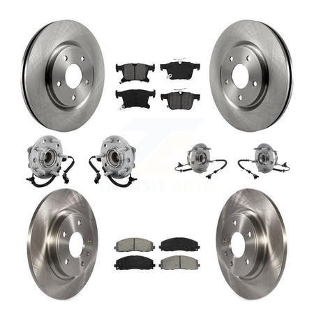 Front Rear Hub Bearing Disc Brake Rotor And Pads Kit (10Pc) For Chrysler Pacifica Voyager KBB-131147