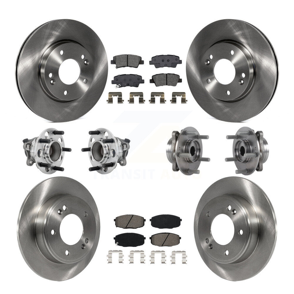 Front Rear Hub Bearing Disc Brake Rotor & Pad Kit (10Pc) For Kia Forte Hyundai Elantra GT KBB-131149