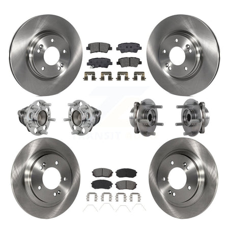 Front Rear Hub Bearings Disc Brake Rotors And Pads Kit (10Pc) For Hyundai Elantra GT KBB-131150