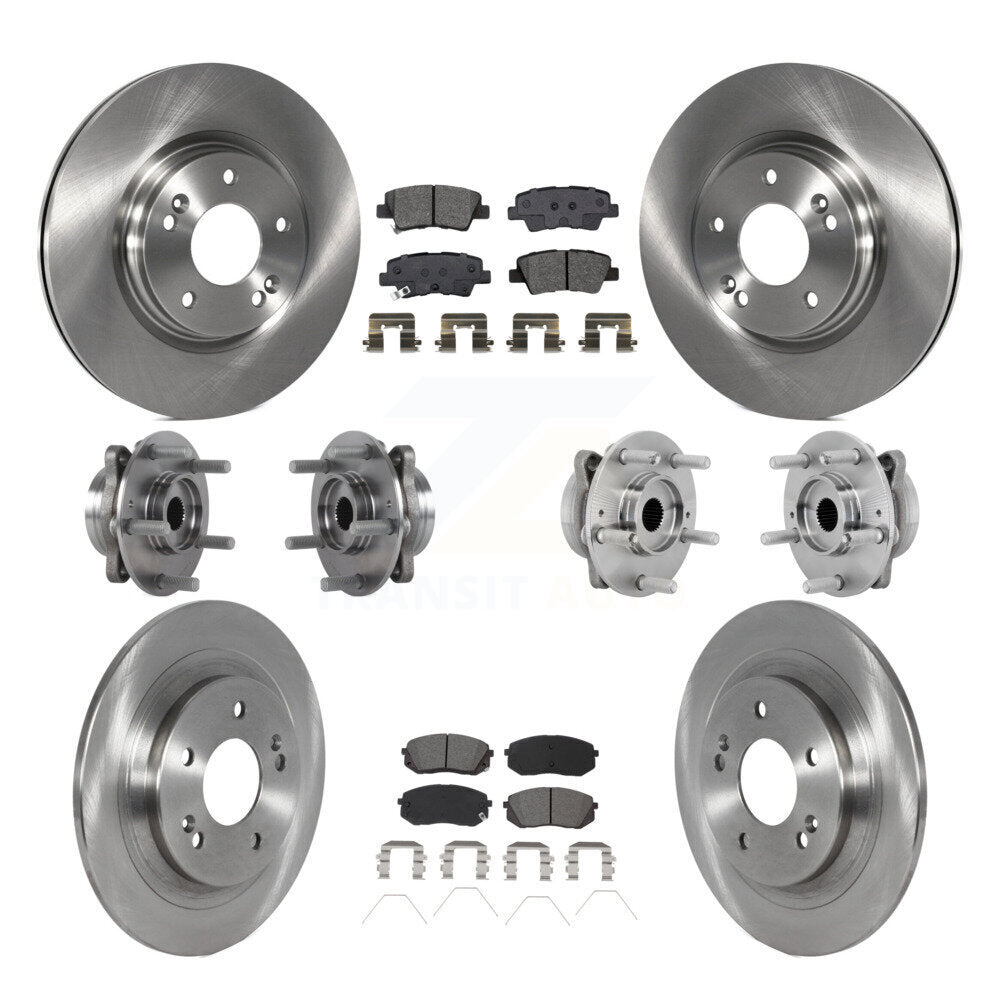 Front Rear Hub Bearings Disc Brake Rotors And Pads Kit (10Pc) For 2022 Hyundai Kona AWD KBB-131157