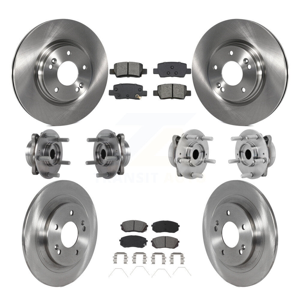 Front Rear Hub Bearing Disc Brake Rotors And Semi-Metallic Pads Kit (10Pc) For Kia Seltos KBB-131159