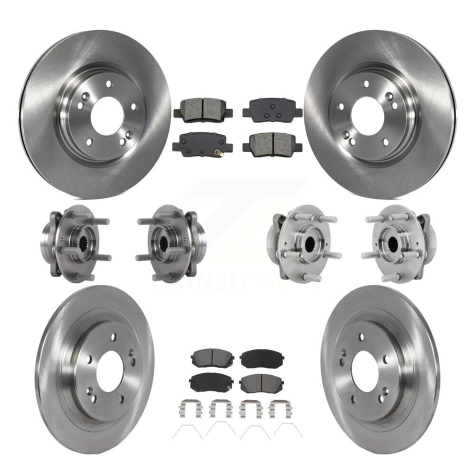 Front Rear Hub Bearing Disc Brake Rotors And Semi-Metallic Pads Kit (10Pc) For Kia Seltos KBB-131159