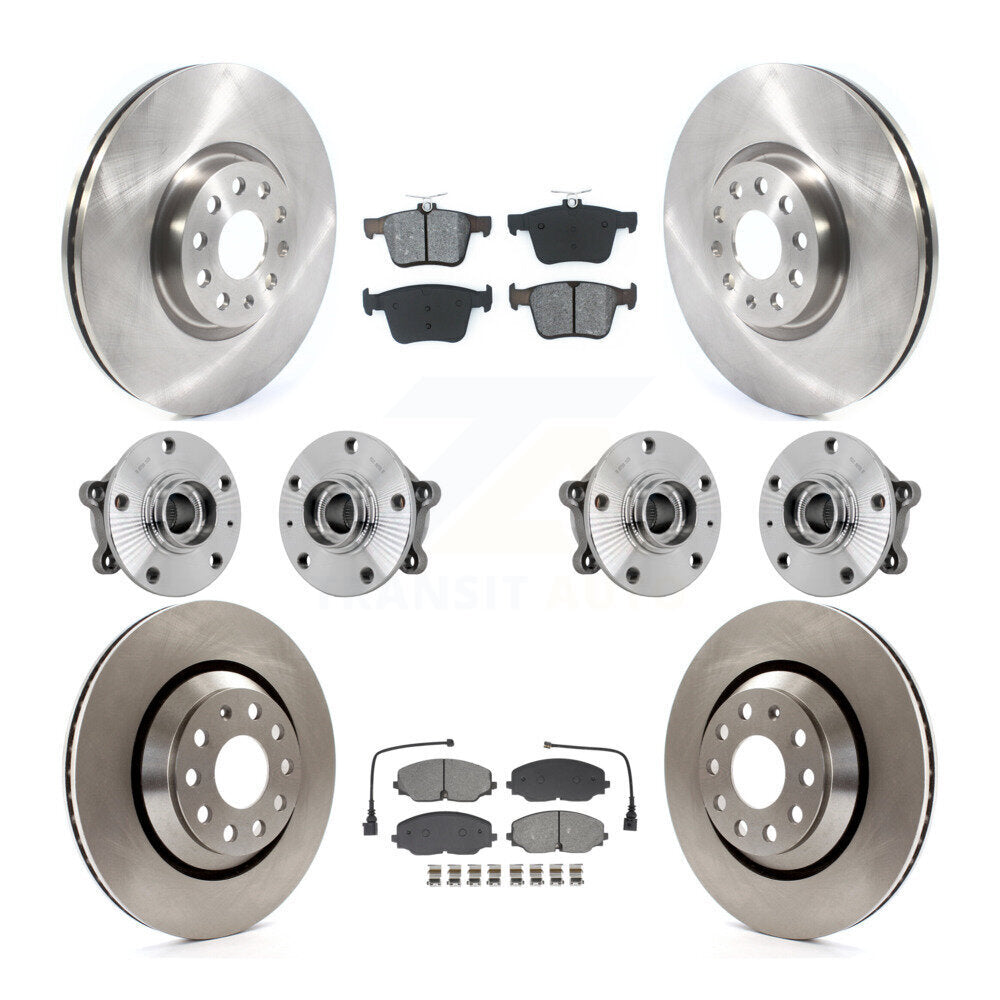 Front Rear Hub Bearing Brake Rotor & Pads Kit (10Pc) For Volkswagen Atlas Cross Sport AWD KBB-131160