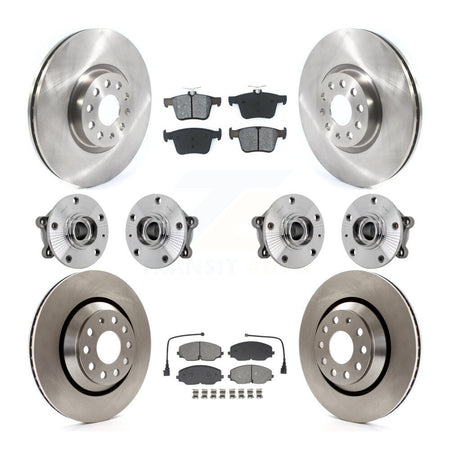 Front Rear Hub Bearing Brake Rotor & Pads Kit (10Pc) For Volkswagen Atlas Cross Sport AWD KBB-131160