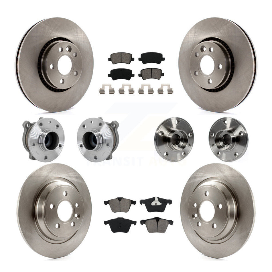Front Rear Hub Bearings Assembly Disc Brake Rotors And Pads Kit (10Pc) For Volvo S60 V70 KBB-131166