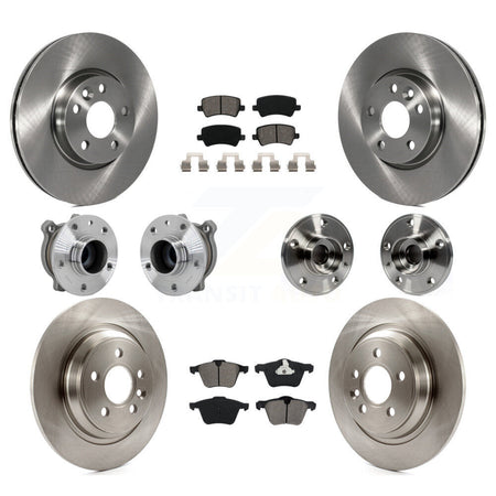 Front Rear Hub Bearings Disc Brake Rotors And Semi-Metallic Pads Kit (10Pc) For Volvo V70 KBB-131169