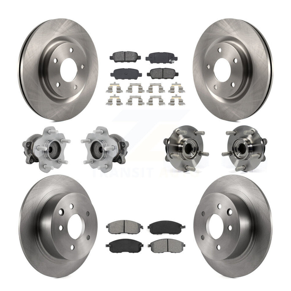 Front Rear Hub Bearing Disc Brake Rotor And Semi-Metallic Pads Kit (10Pc) For Nissan Juke KBB-131186