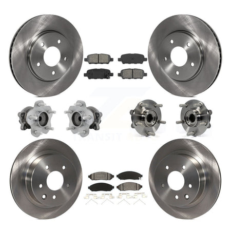 Front Rear Hub Bearings Disc Brake Rotors And Pads Kit (10Pc) For 2011-2012 Nissan LEAF KBB-131187