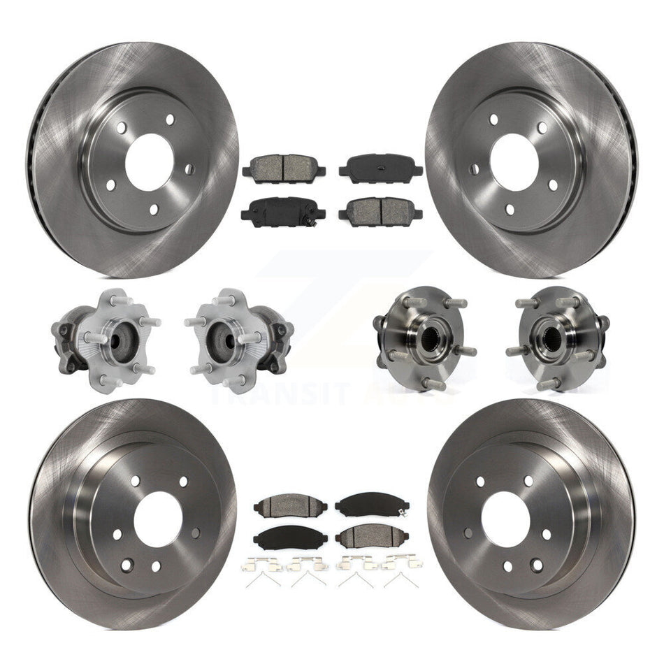 Front Rear Hub Bearings Disc Brake Rotors And Pads Kit (10Pc) For 2011-2012 Nissan LEAF KBB-131187