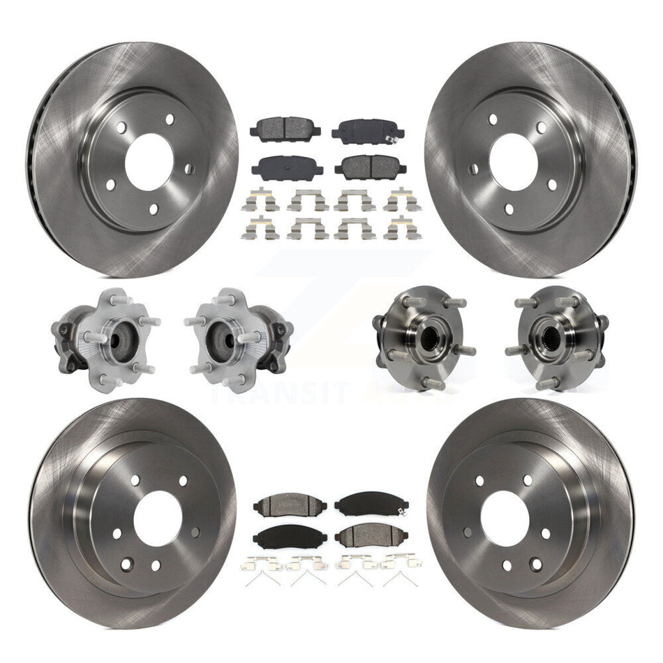 Front Rear Hub Bearings Disc Brake Rotors And Pads Kit (10Pc) For 2011-2012 Nissan LEAF KBB-131187
