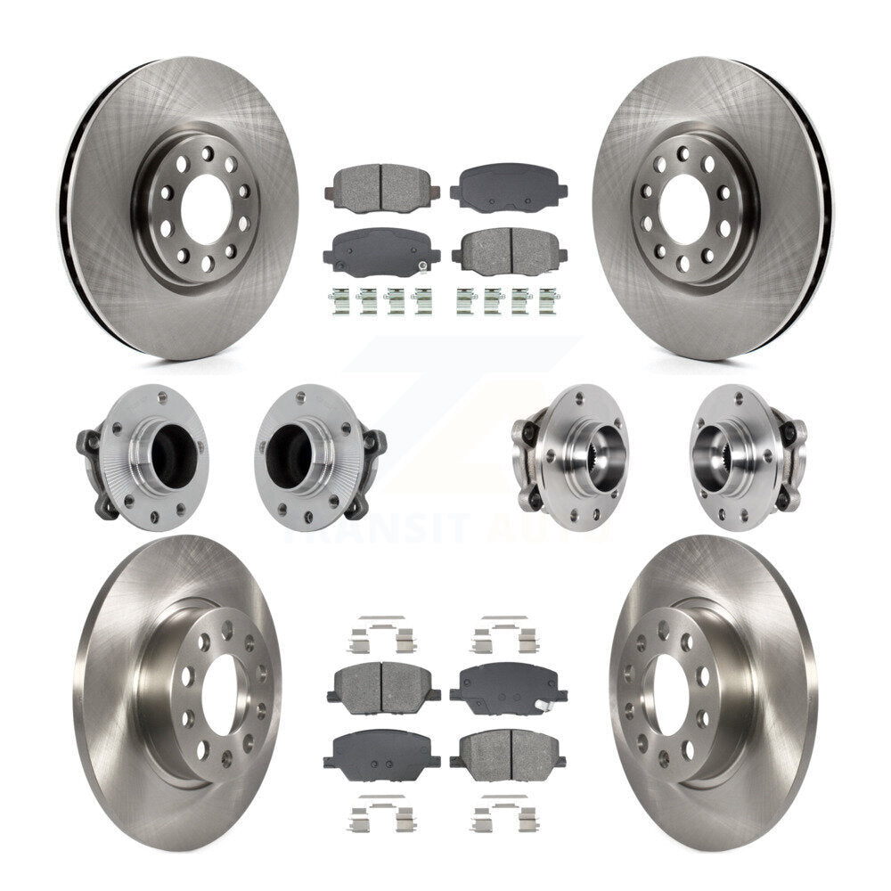 Front Rear Hub Bearing Disc Brake Rotor & Pads Kit (10Pc) For Jeep Renegade Fiat 500X FWD KBB-131189