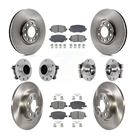 Front Rear Hub Bearing Disc Brake Rotor & Pads Kit (10Pc) For Jeep Renegade Fiat 500X FWD KBB-131189