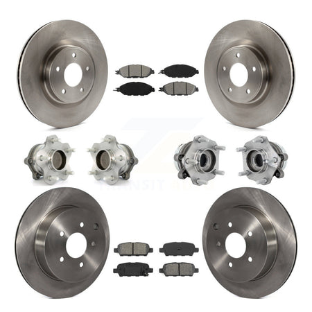Front Rear Hub Bearing Assembly Disc Brake Rotor And Pad Kit (10Pc) For Nissan Murano FWD KBB-131190