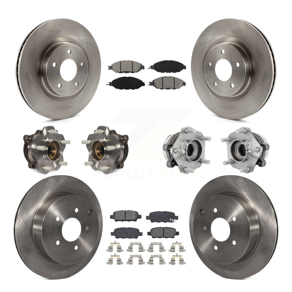 Front Rear Hub Bearing Assembly Disc Brake Rotor And Pad Kit (10Pc) For Nissan Murano AWD KBB-131191